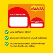 Paket Internet Voucher Indosat Data - Voucher 1GB all + 4.5GB apps 30hr